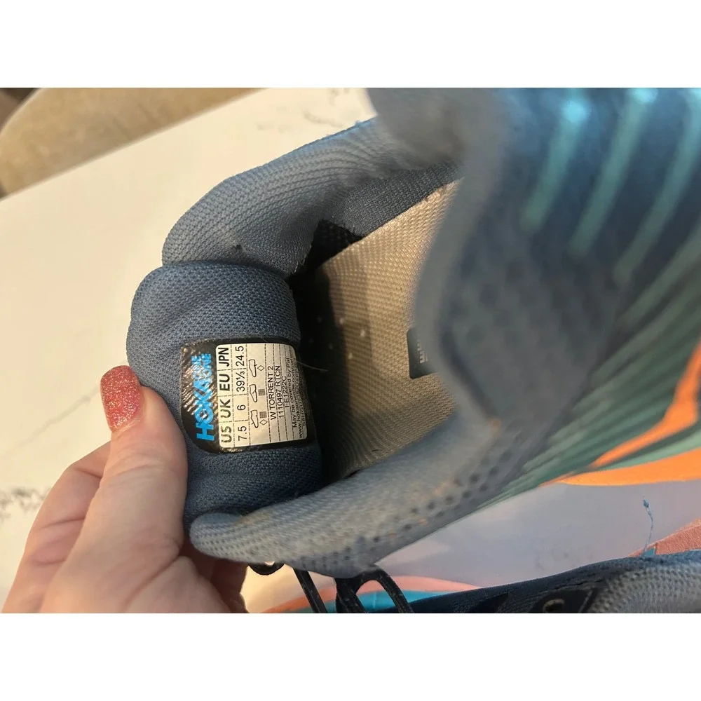 Hoka Torrent 2 Sneakers Teal Orange Trail Running Shoes 1110497 RTCN Womens 7.5